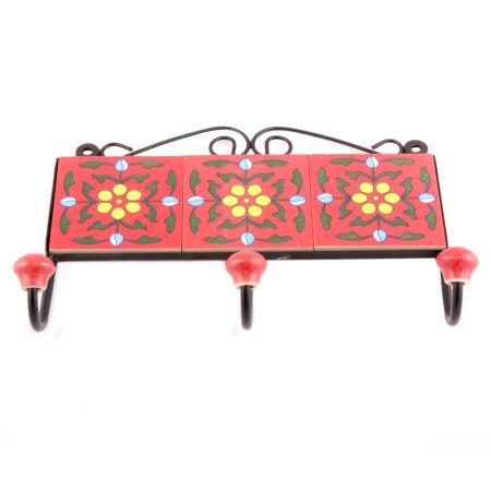 Red And Yellow Tiny Flower Ceramic Tiles Hooks Online
